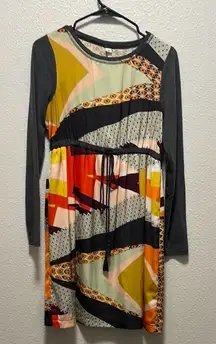 Uncle Frank Multicolor Abstract Long Sleeve Dress