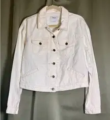 Old Navy Womens Denim Off White Cream BUTTON UP Jacket Size Large NEW!