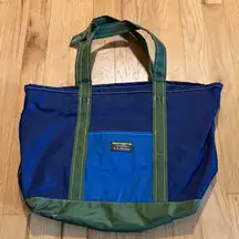 NWT L.L. Bean Zip Top Everyday Tri- Color Tote Med Bright Navy