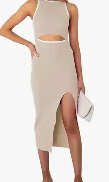 Amazon Sleeveless Cut out side slit ribbed knit bodycon tank midi dress