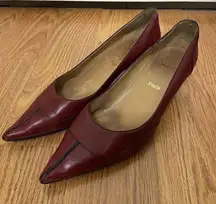 Vintage Christian Louboutin Red leather pointed kitten heels size EU 37