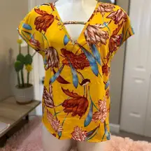 Yellow floral blouse