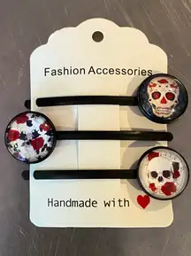New 3 pc Skull Rose hair Clip hair pin