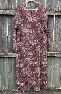 Peruvian Connection  Floral Maxi Long Sleeve Shirt Dress | XS