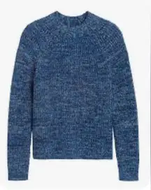 Banana Republic‎ Mock Neck Blue Marled Heathered Ribbed Knit Sweater Size Medium