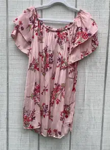 Terra & Sky Pink Floral Dressy Lightweight Blouse Top Shirt 14W