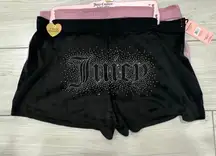 NWT Juicy Couture 2pk Studded Velour Sleep/Loungewear Shorts. Sz XL. Black with