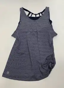 Athleta Women's Strappy Striped Built In Bra Workout Active Tank Top Blue XS