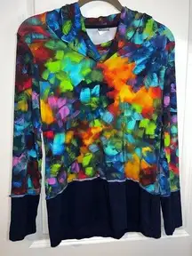 Simply Art by Dolcezza Colorful Rainbow Paint Swatch Cowl Turtleneck Size Medium