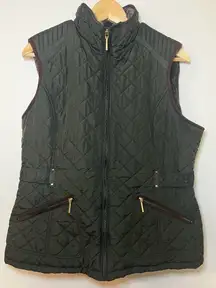 WEATHERPROOF Women’s Sz L Brown Puffer With Faux Pockets Full Zip Vest