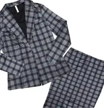 💖 Piphany Matching Gray Plaid Blazer and Skirt Suit Set