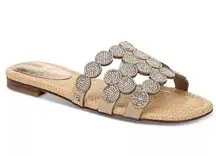 SAM EDELMAN Bay Marche Slide Sandal in Goldstud Beige Gold Rhinestone Size 9