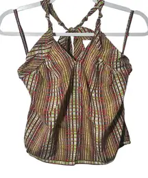 Robert Graham Button Back Silk Halter Top NWT Size 6 Beach‎ Colors Summer Preppy