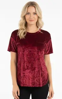 Cranberry Wine Merlot colored Potter’s Pot velvet velour top short sleeve