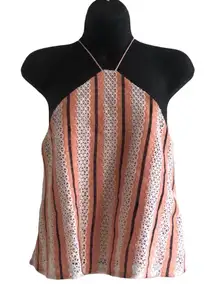 Sugar Lips‎ peach lattice halter top