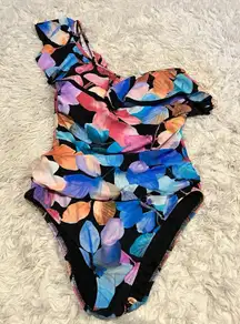 Profile By Gottex Ruffle One Shoulder One Piece Swimsuit Color Rush Black 10