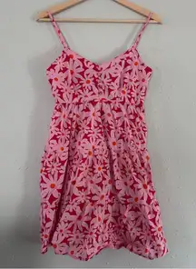 🦋 Derek Heart Floral Pink Red Mini Dress Spring Summer Casual Comfy Stretch