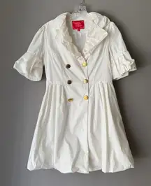 M2M sz 8 or L cream button down‎ 100% cotton short sleeve fairy Coat