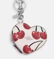 Coach Heart Coin Pouch Bag Charm With Cherry Print New NWT