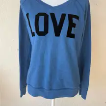 Vintage Victoria’s Secret PINK Blue LOVE Cheetah V-Neck Sweatshirt Velvet 2011 M