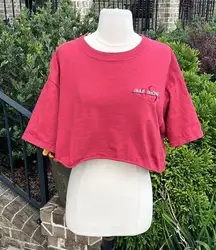 Gulf Shores Vintage Red Cotton Cropped Tee Boyfriend Womens Large
