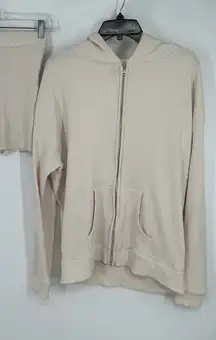 White Fox‎ M/L Hoodie Jacket Small Shorts White Ribbed Matching Set 2 Piece