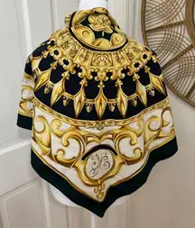 Luxury Scarf Women's Classic Gold Baroque Print Neck Purse Scarf Elegant 34X34