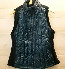 {L} Calvin Klein Performance Down Filled Puffer Vest Black Teal Blue