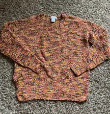 Multicolor Popcorn Vneck Sweater S