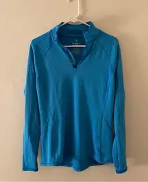 L.L.Bean midweight blue green half zip long sleeved sweater top comfortable warm