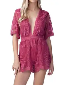 Raspberry Lace Romper