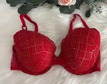 Victoria’s Secret Red gold Lined Demi Bra Size 36D