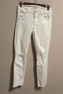 Mother Jeans Looker Ankle Fray Little Miss Innocent White- Size 25