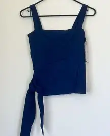 NWT Susana Monaco Navy Blue Wide Strap Tank Top with Side Tie - Small