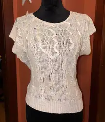 80’s Cream Knit Short Sleeve Sweater