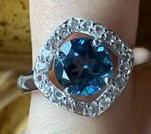 Natural London Blue Topaz Sterling Silver Ring Size 8