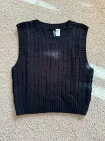 Black Cable Knit Sweater Vest