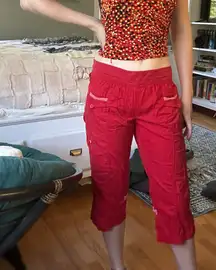 Vintage Red Capri Cargo Pants