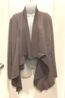 Cristina B. Women's Textured Draped Open Front Cardigan Sweater Jacket XL Career