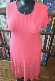 Lularoe ribbed barbiecore pink travel M high low swing dress