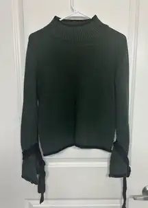 BP. Green Mock Neck Knit Sweater w/ Tie Sleeves | Size S |