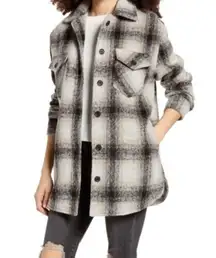 NEW Thread & Supply Gray/Beige Plaid Lined Shacket Size XS Shirt Chore Jacket