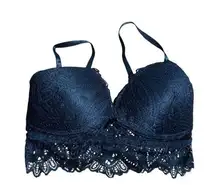 NWT Fredericks of Hollywood Black Finley Scalloped Lace Bralette Size Medium