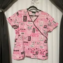 Cherokee Breast Cancer scrub top pink/black