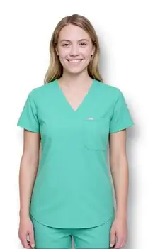 FIGS Technical Collection Green Stretch Scrub Top Medical Uniform Work Size XXS