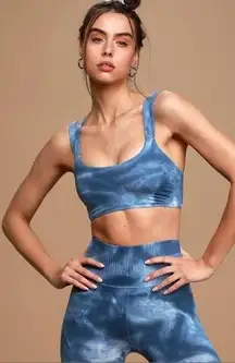 FREE PEOPLE On The Radar Blue Tie Dye Medium Impact Sports Bra