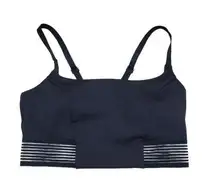 All in Motion Black Racerback Sports Bra Padded Striped Mesh Cutout S