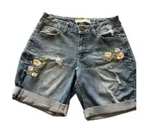 C Est 1946 denim Floral Embroidered Denim Jean Shorts size 6