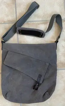 COOFIT Unisex Women's or Men's Crossbody Grey Shoulder Leather Canvas Bag 14"