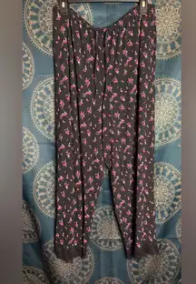 Victoria's Secret Black Pajama Pants with Pink Floral Pattern